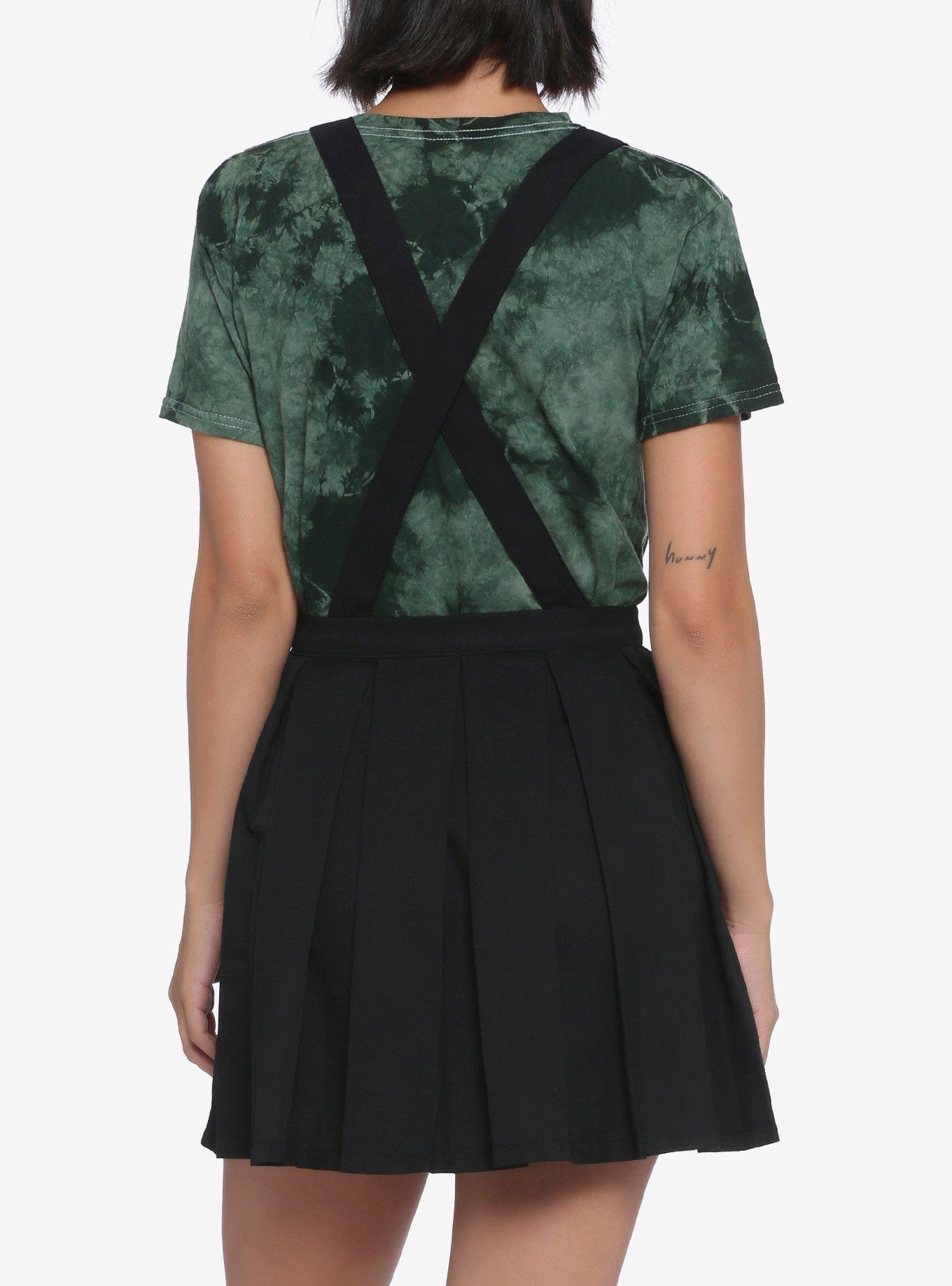 Black Pleated Suspender Skirt, BLACK, alternate