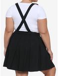 Black Pleated Suspender Skirt Plus Size, BLACK, alternate