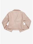 Blush Pink Moto Girls Faux Leather Jacket Plus Size, BLUSH, alternate