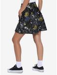 Celestial Skulls Velvet Skater Skirt, PURPLE, alternate