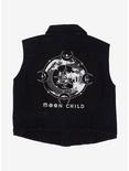 Black Moon Child Girls Denim Vest Plus Size, BLACK, alternate