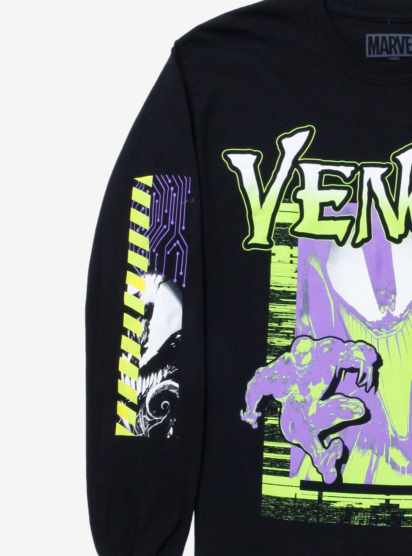 Marvel Venom Katakana Long Sleeve T-Shirt - BoxLunch Exclusive, BLACK, alternate