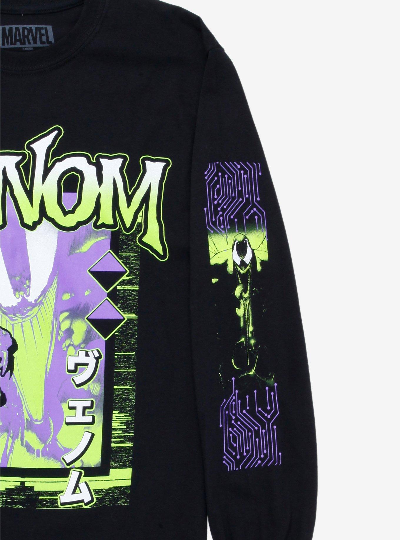Marvel Venom Katakana Long Sleeve T-Shirt - BoxLunch Exclusive, BLACK, alternate
