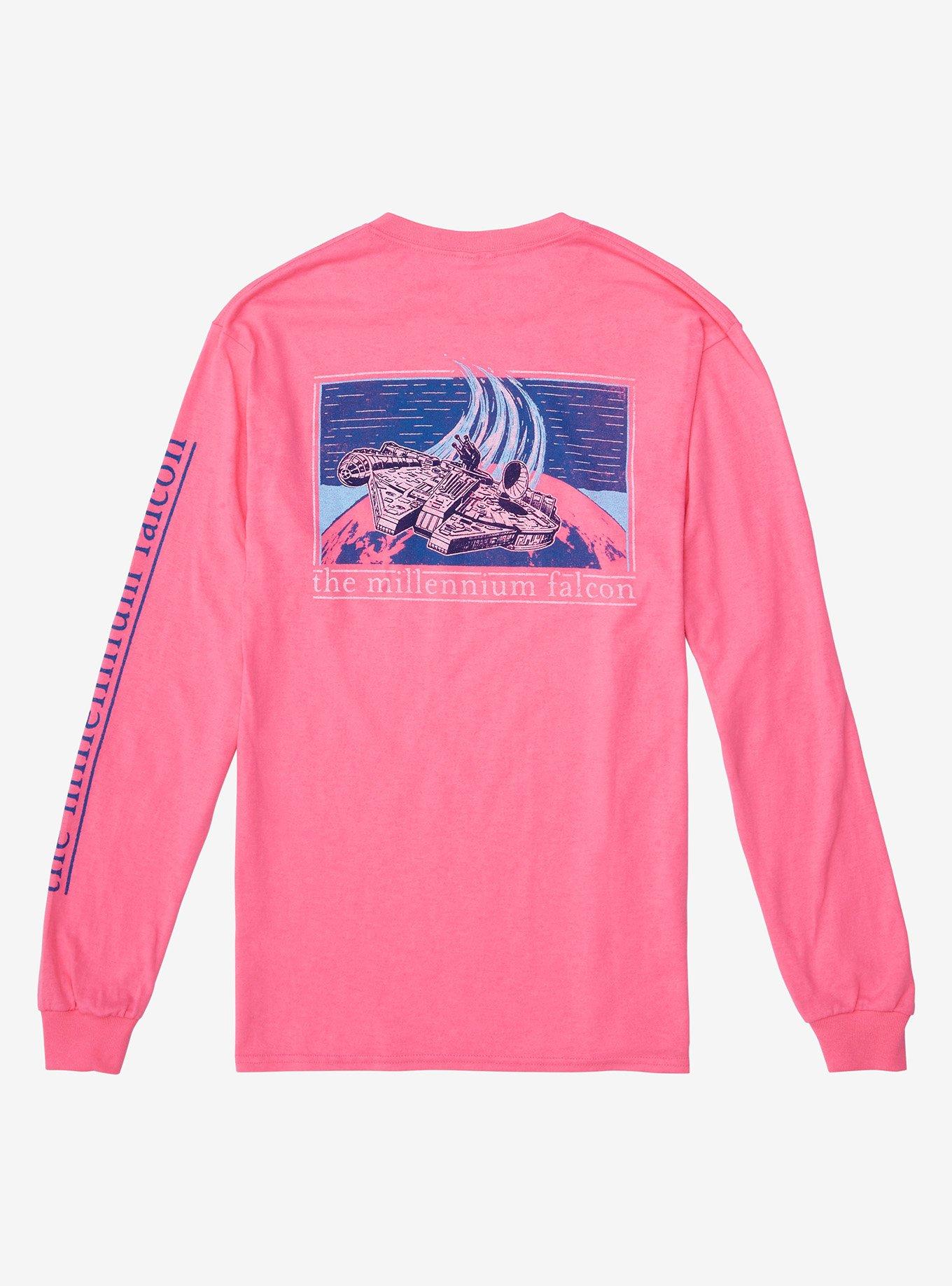 Star Wars Millennium Falcon Distressed Long Sleeve T-Shirt - BoxLunch Exclusive, LIGHT PINK, alternate