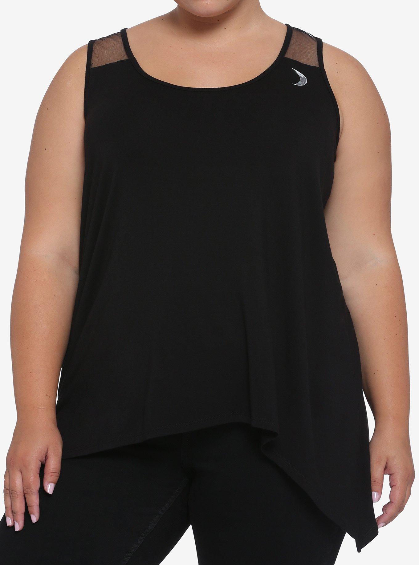 Moon Phases Shark Bite Girls Tank Top Plus Size, WHITE, alternate