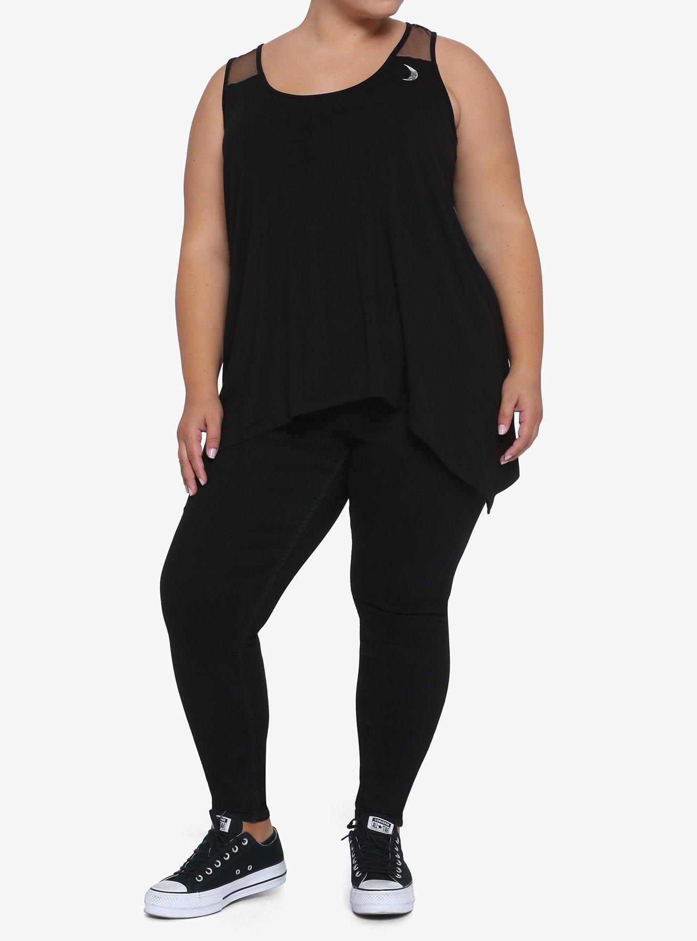 Moon Phases Shark Bite Girls Tank Top Plus Size, WHITE, alternate