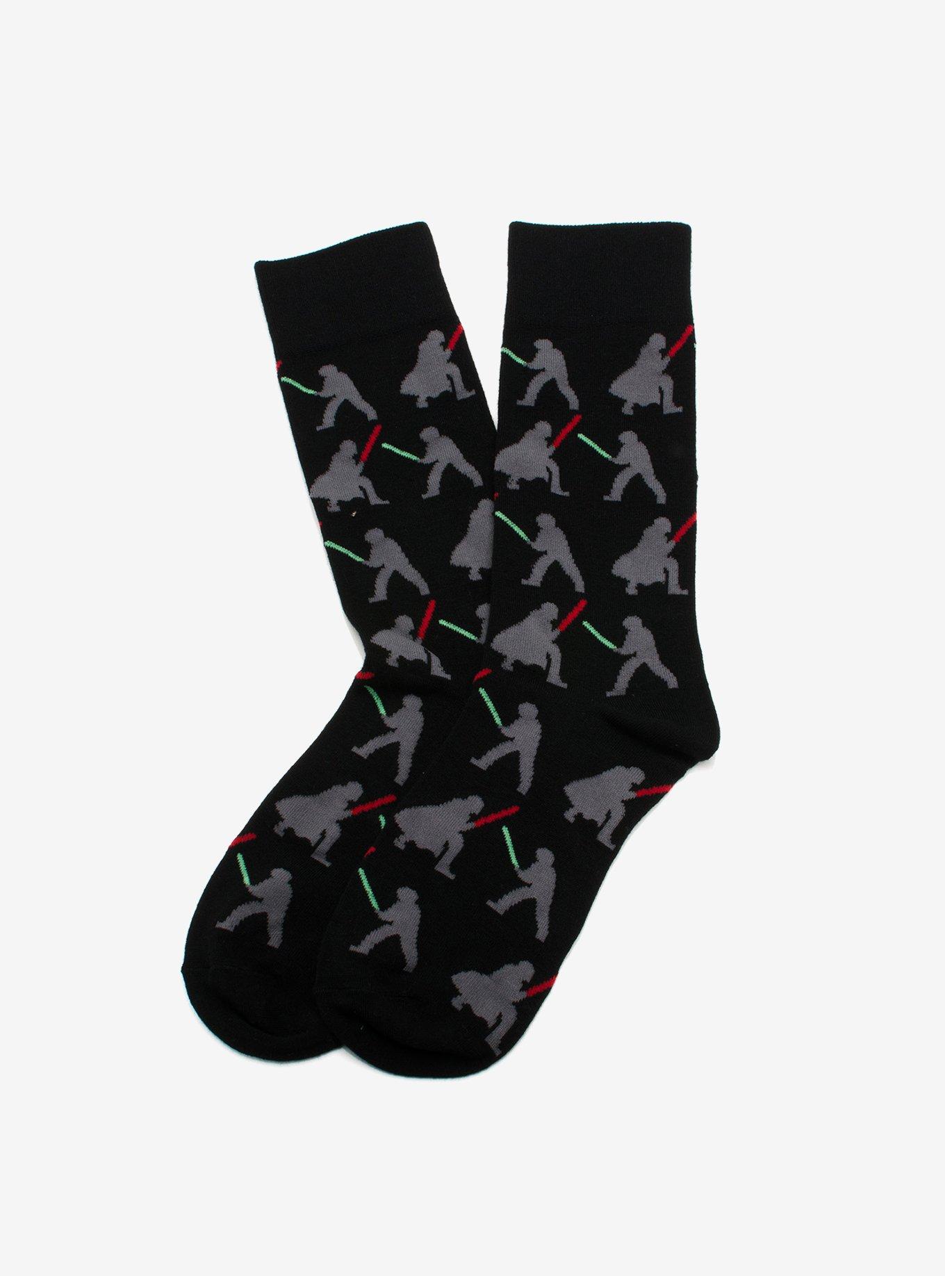 Star Wars Darth Vader VS Luke Skywalker Lightsaber Battle Black Socks, , alternate