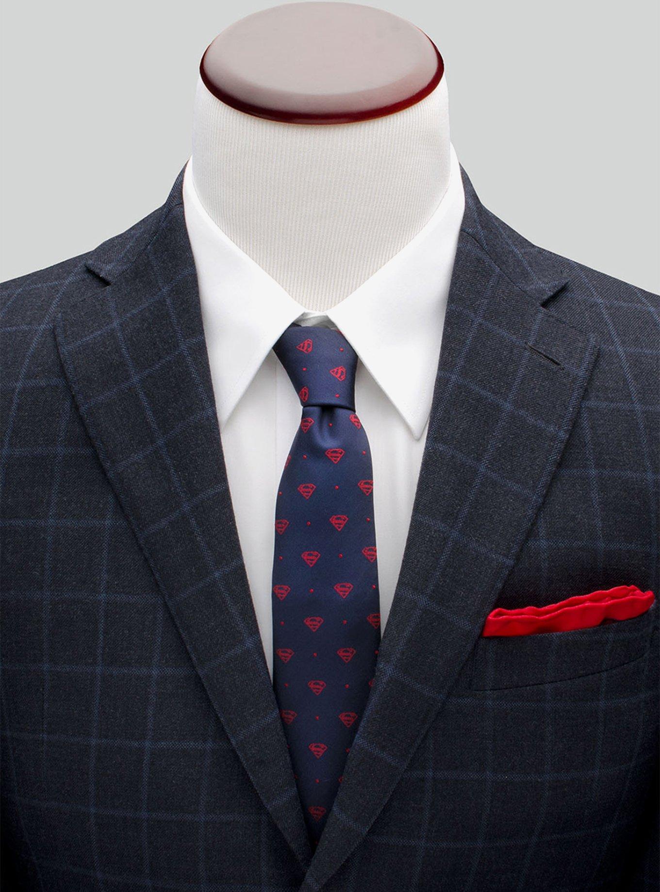 DC Comics Superman Shield Navy and Red Dot Tie, , alternate
