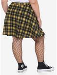 Yellow & Black Plaid O-Ring Skater Skirt Plus Size, YELLOW, alternate