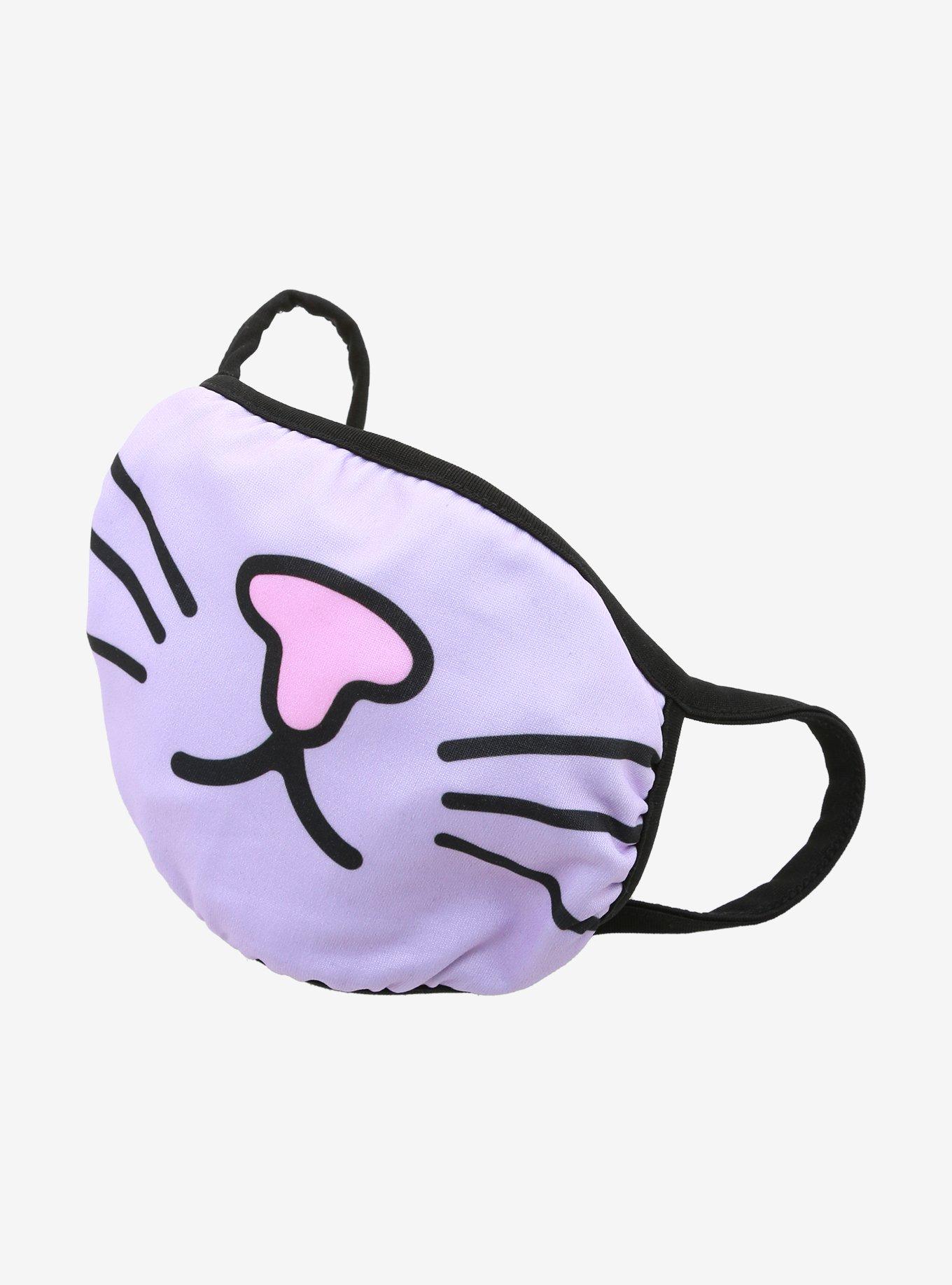 Purple Kitty Cat Fashion Face Mask, , alternate