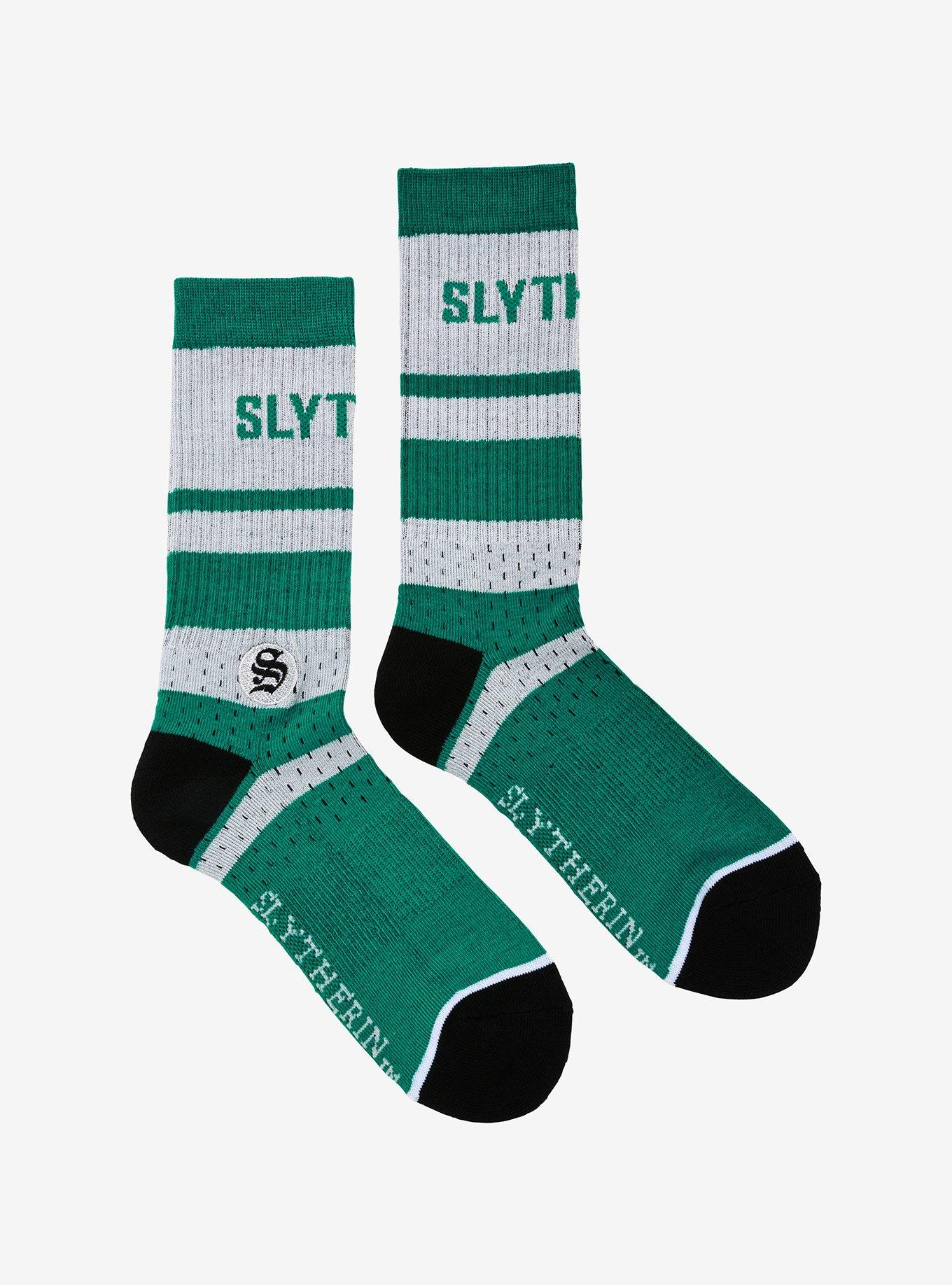 Harry Potter Slytherin Colorblock Crew Socks - BoxLunch Exclusive, , alternate