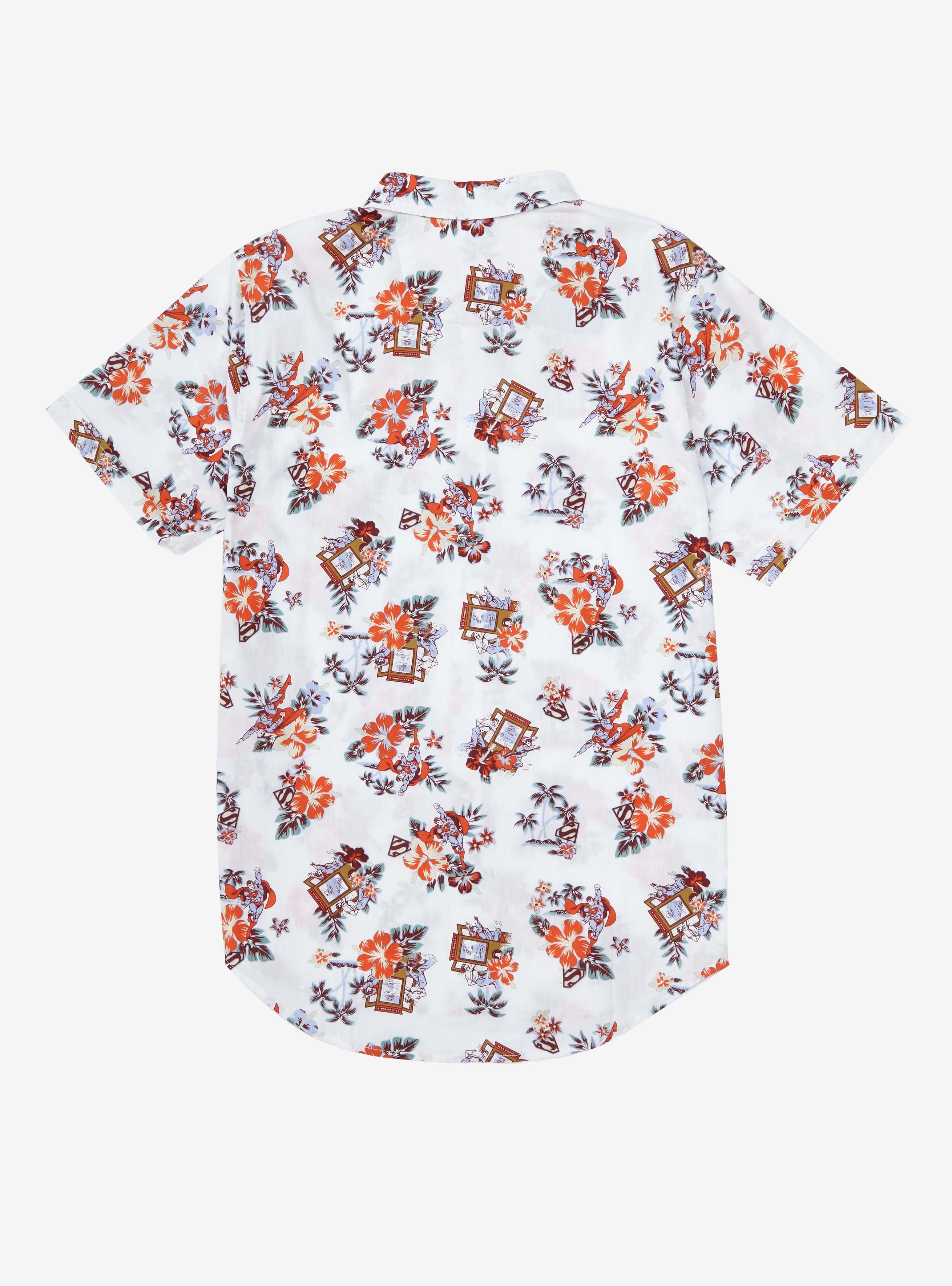 DC Comics Superman Phone Booth Woven Button-Up - BoxLunch Exclusive, LIGHT GREY, alternate