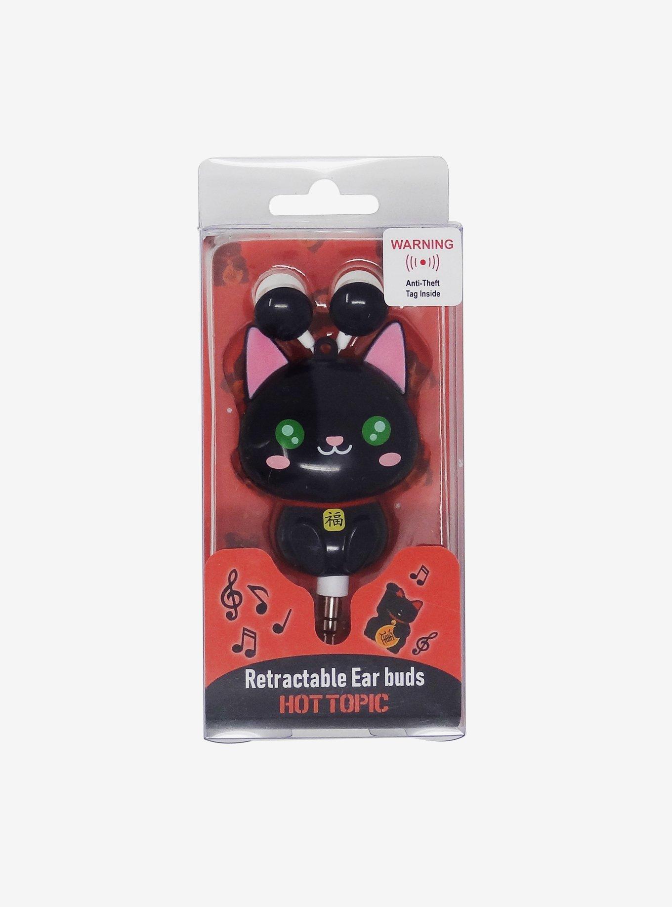 Black Cat Retractable Earbuds, , alternate