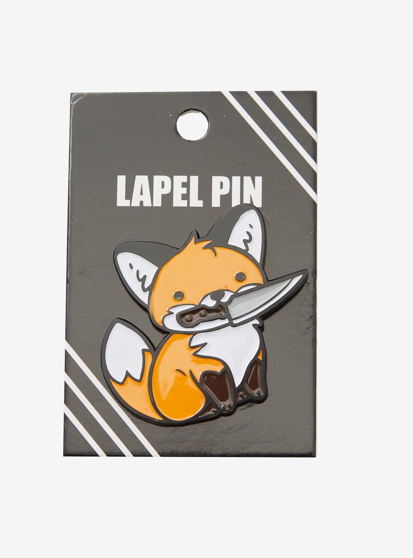 Fox With Knife Enamel Pin, , alternate