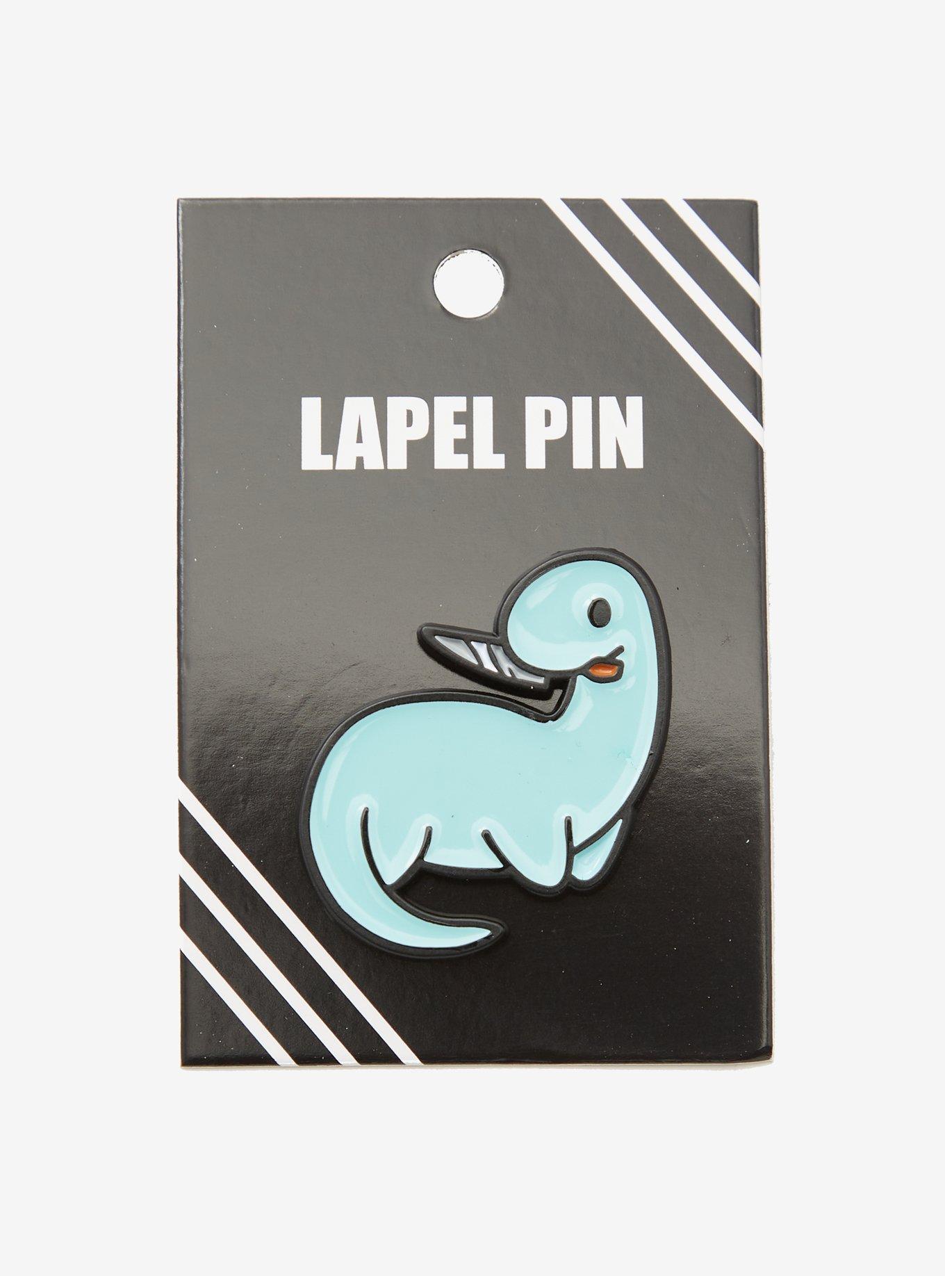 Blue Dinosaur With Knife Enamel Pin, , alternate