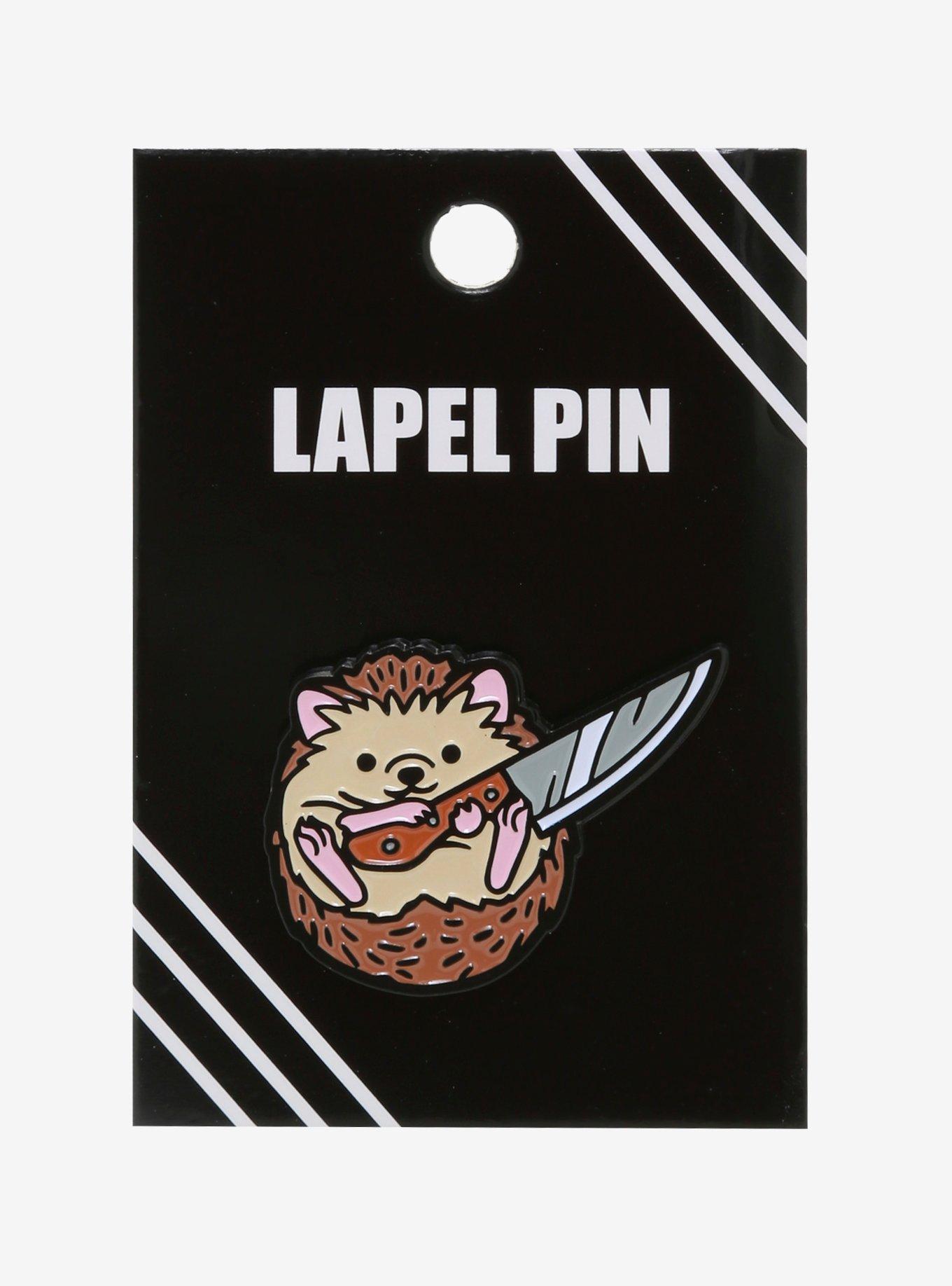 Hedgehog With Knife Enamel Pin, , alternate