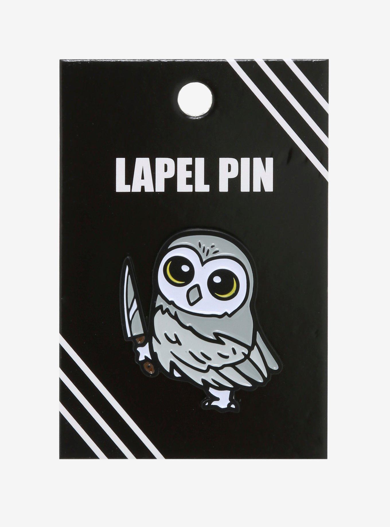 Owl With Knife Enamel Pin, , alternate