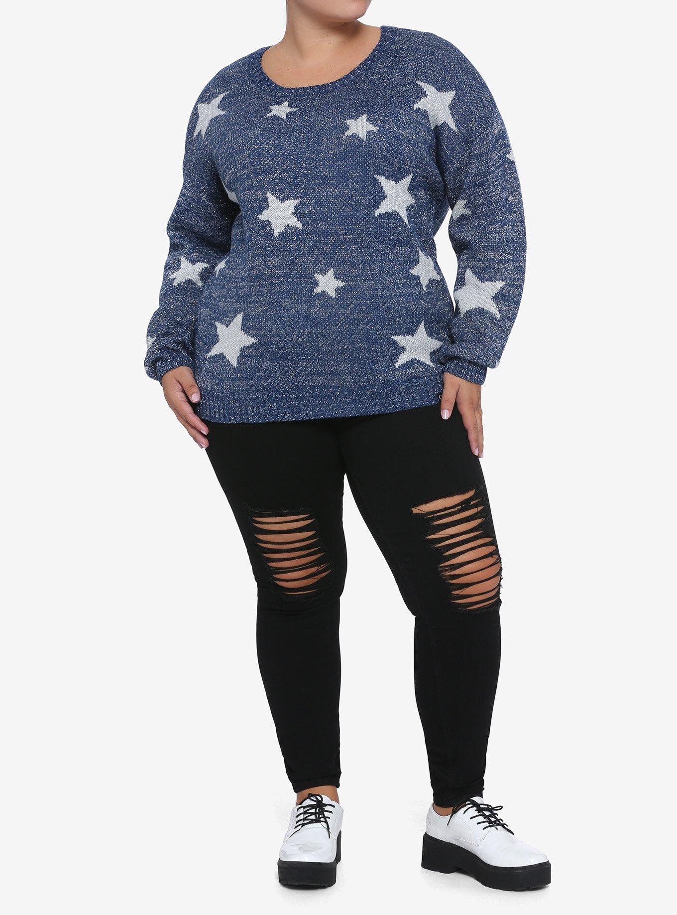 Coraline Silver Star Girls Sweater Plus Size, SILVER, alternate