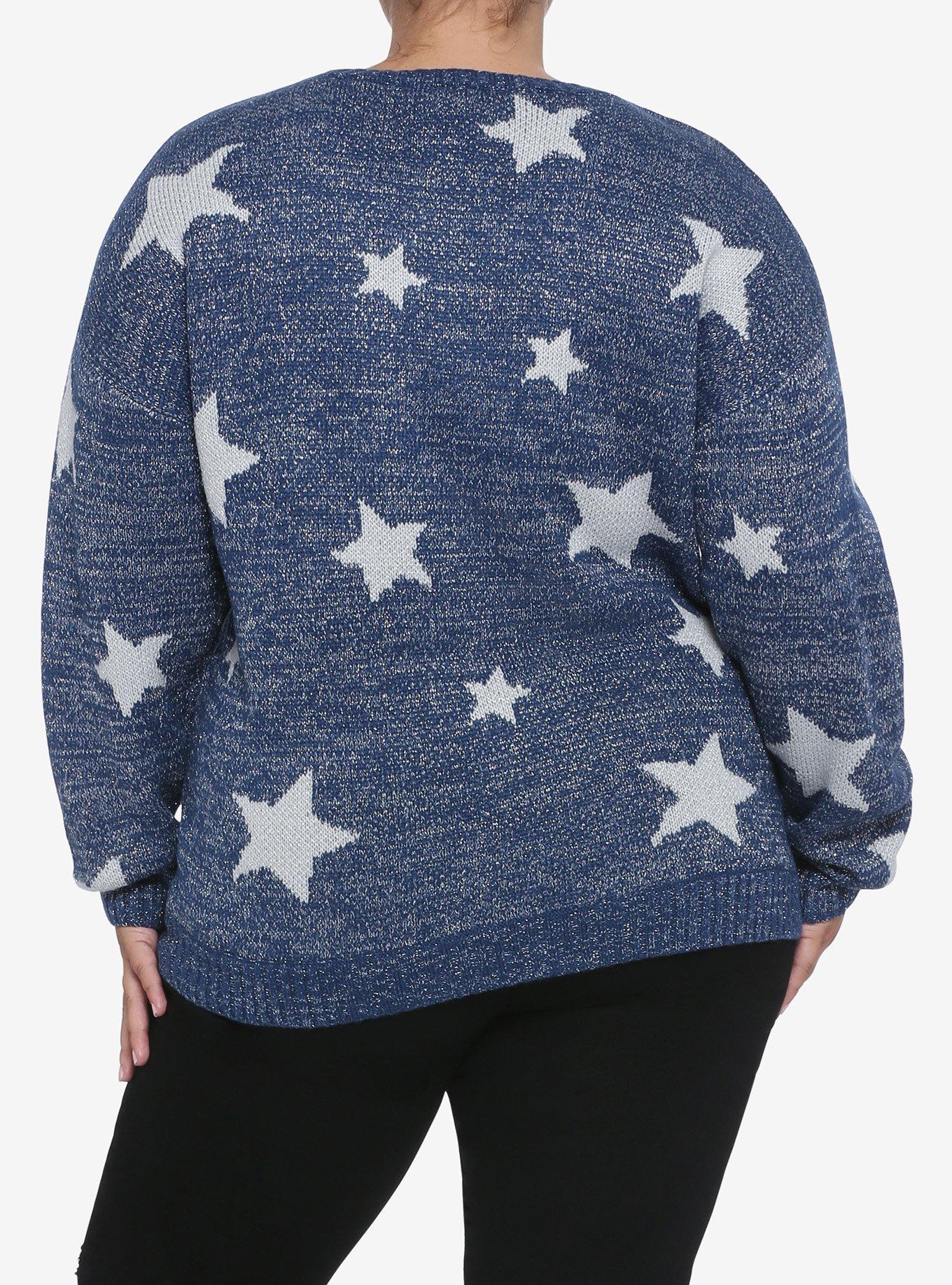 Coraline Silver Star Girls Sweater Plus Size, SILVER, alternate