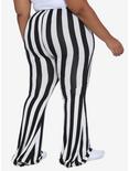 Black & White Stripe Flared Leggings Plus Size, BLACK WHITE STRIPE, alternate