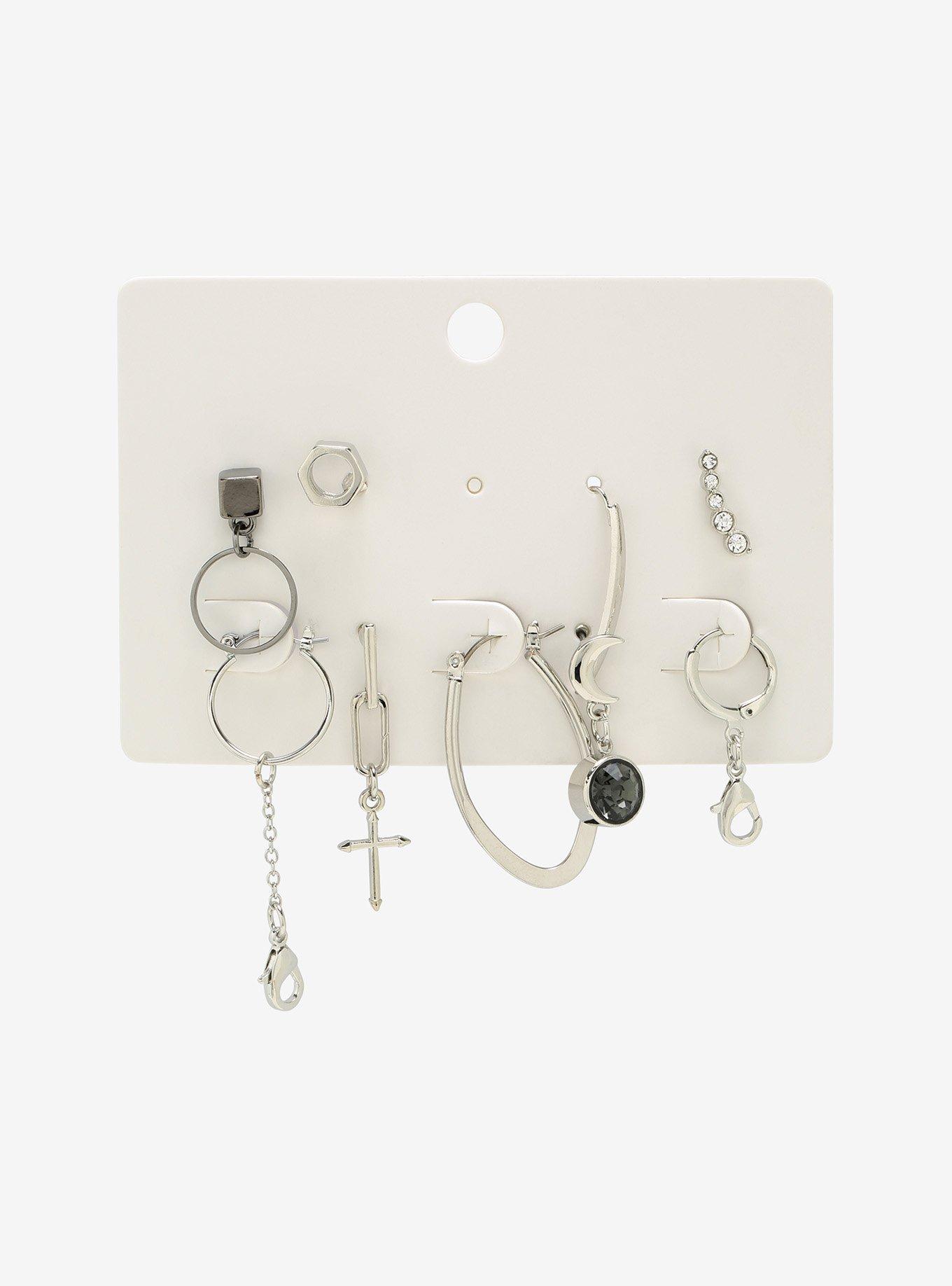 Hard Metals Mismatch Earring Set, , alternate