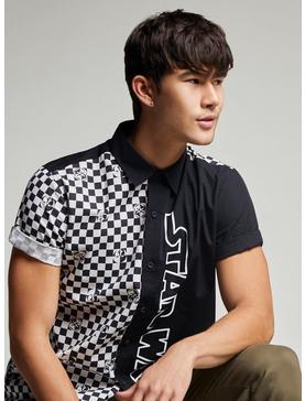 Our Universe Star Wars Black & White Checkered Split Woven Button-Up, , hi-res