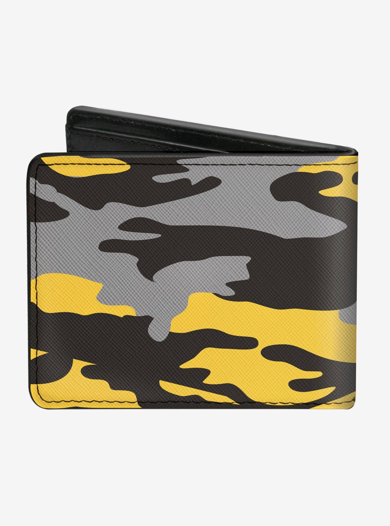 Harry Potter Hufflepuff Crest Camo Yellow Bi-fold Wallet, , hi-res