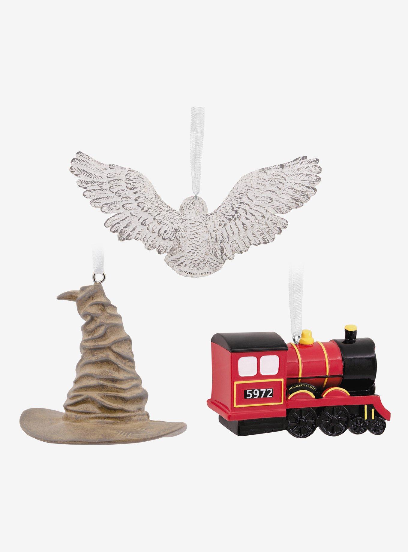 Harry Potter Hedwig Sorting Hat Hogwarts Express Ornament Set, , alternate