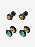 Black And Anodized Rainbow Bling Faux Plug 4 Pack, , alternate