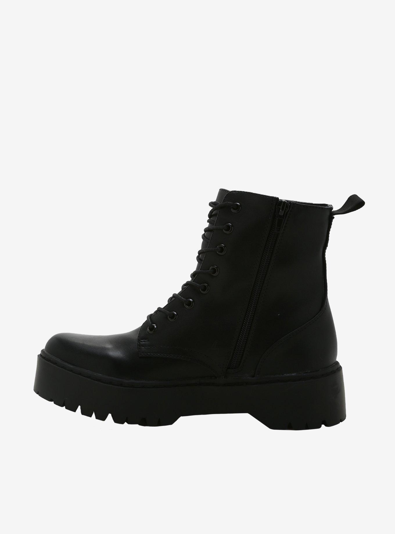 Black Platform Combat Boots, MULTI, alternate