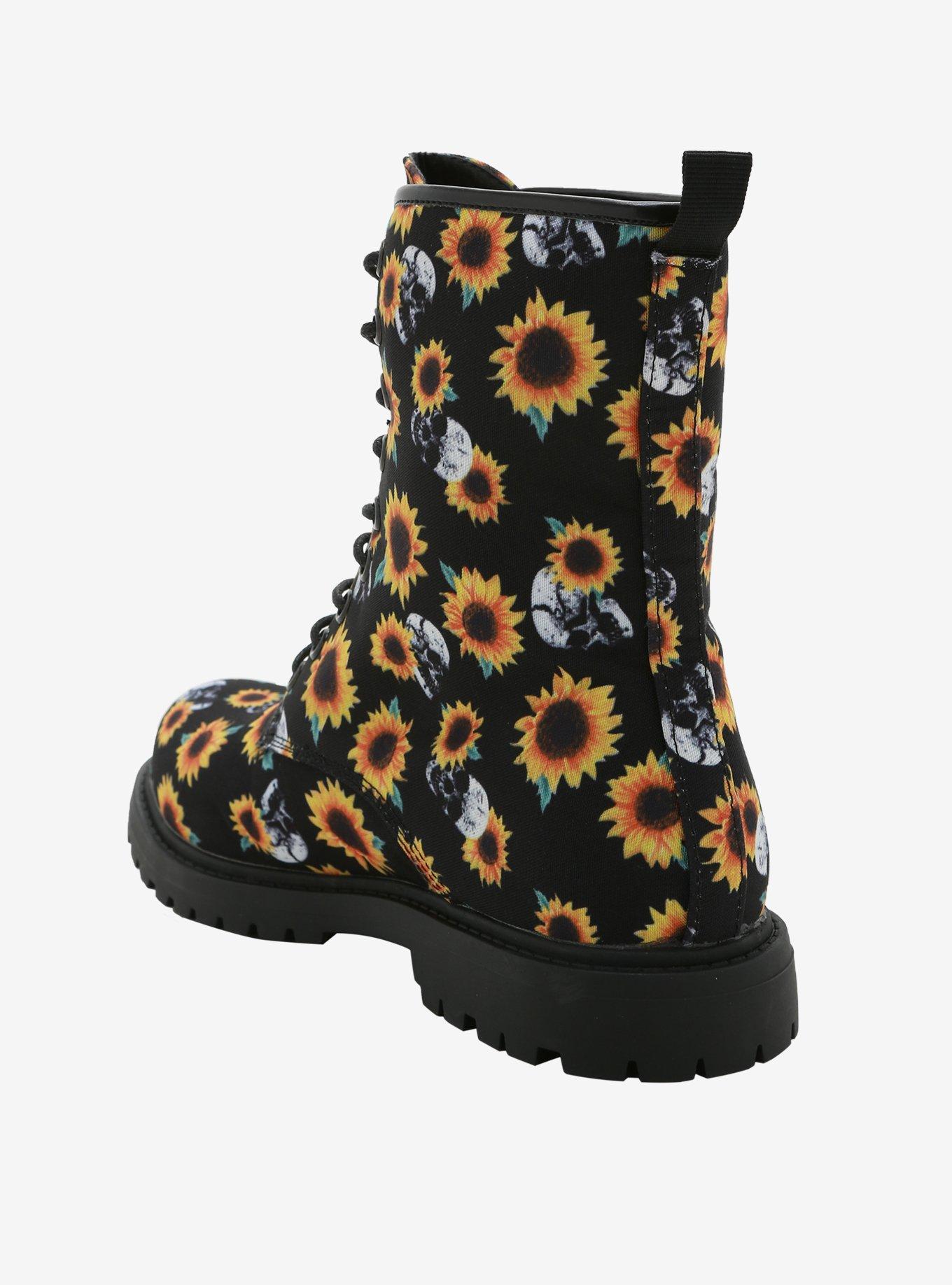 Sunflowers & Skulls Combat Boots, MULTI, alternate