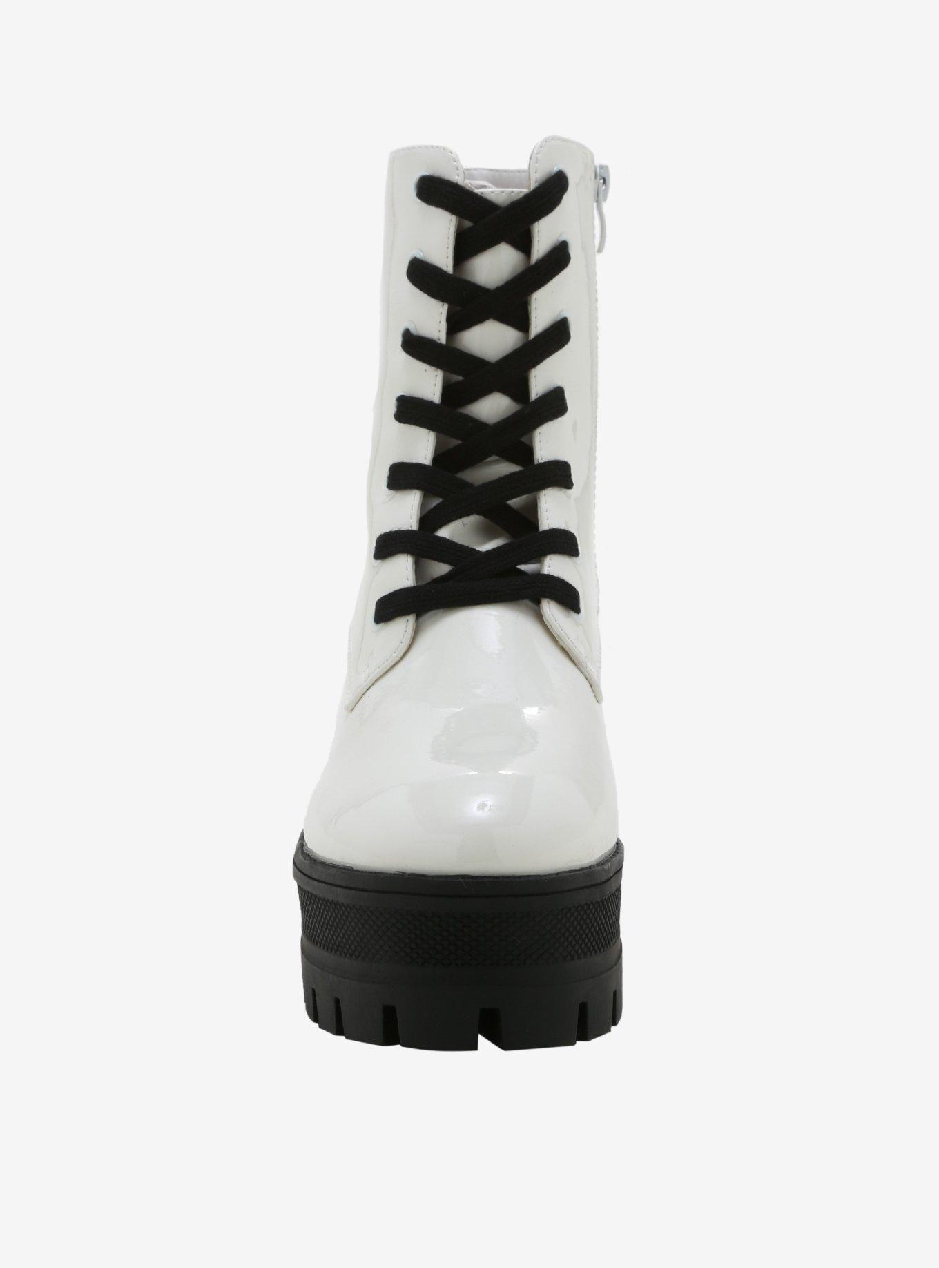 White Patent Platform Combat Boots, MULTI, alternate