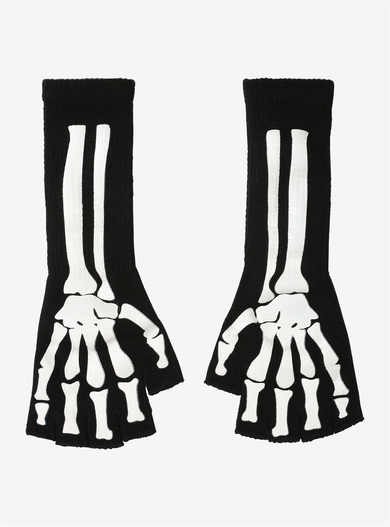 Skeleton Extended Fingerless Gloves, , alternate