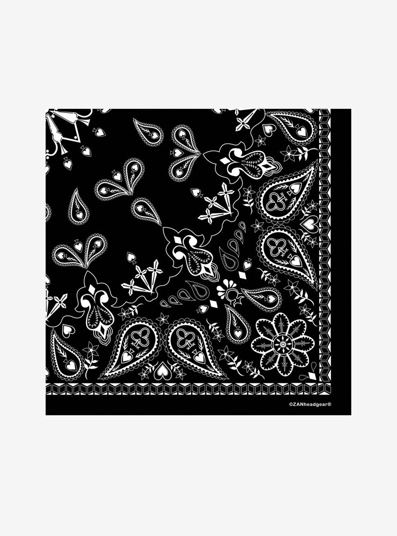 Black Paisley Print Bandana, , alternate