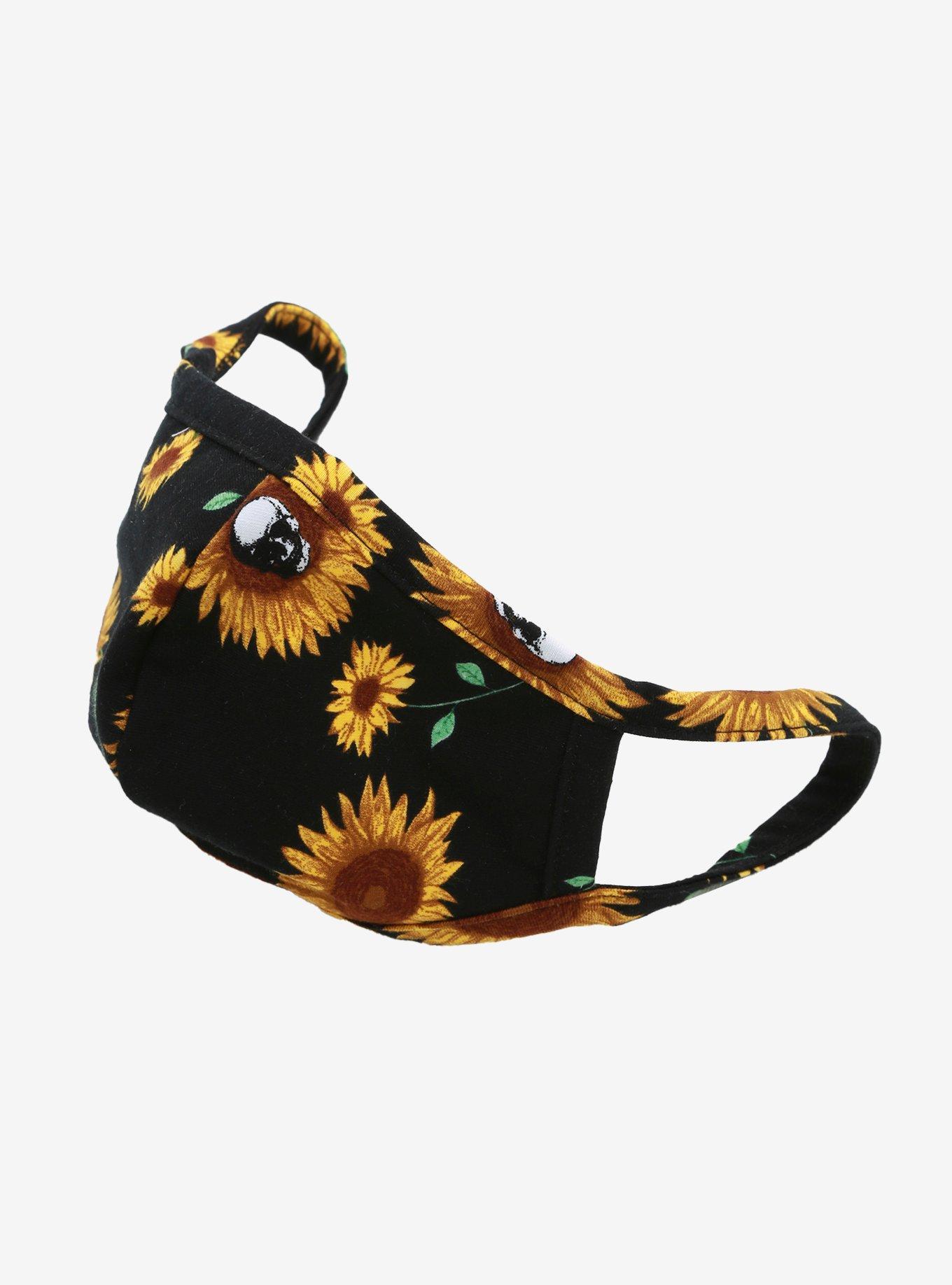 Sunflowers & Skulls Fashion Face Mask, , alternate