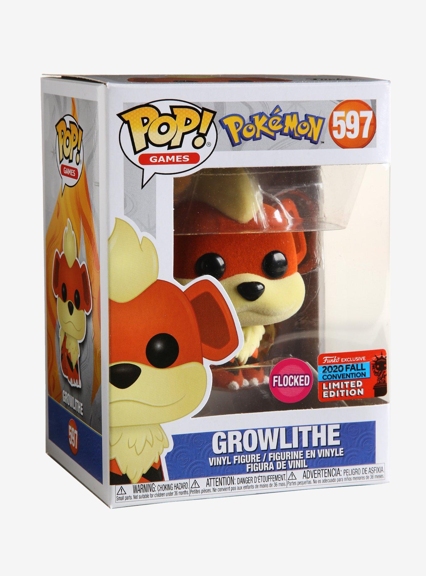 Funko Pop! Games Pok&eacute;mon Growlithe (Flocked) Vinyl Figure - 2020 Fall Convention Exclusive, , alternate