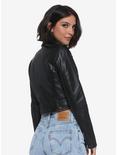 Black Moto Girls Faux Leather Jacket, BLACK, alternate