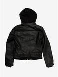 Black Cozy Hooded Twofer Girls Jacket, BLACK, alternate