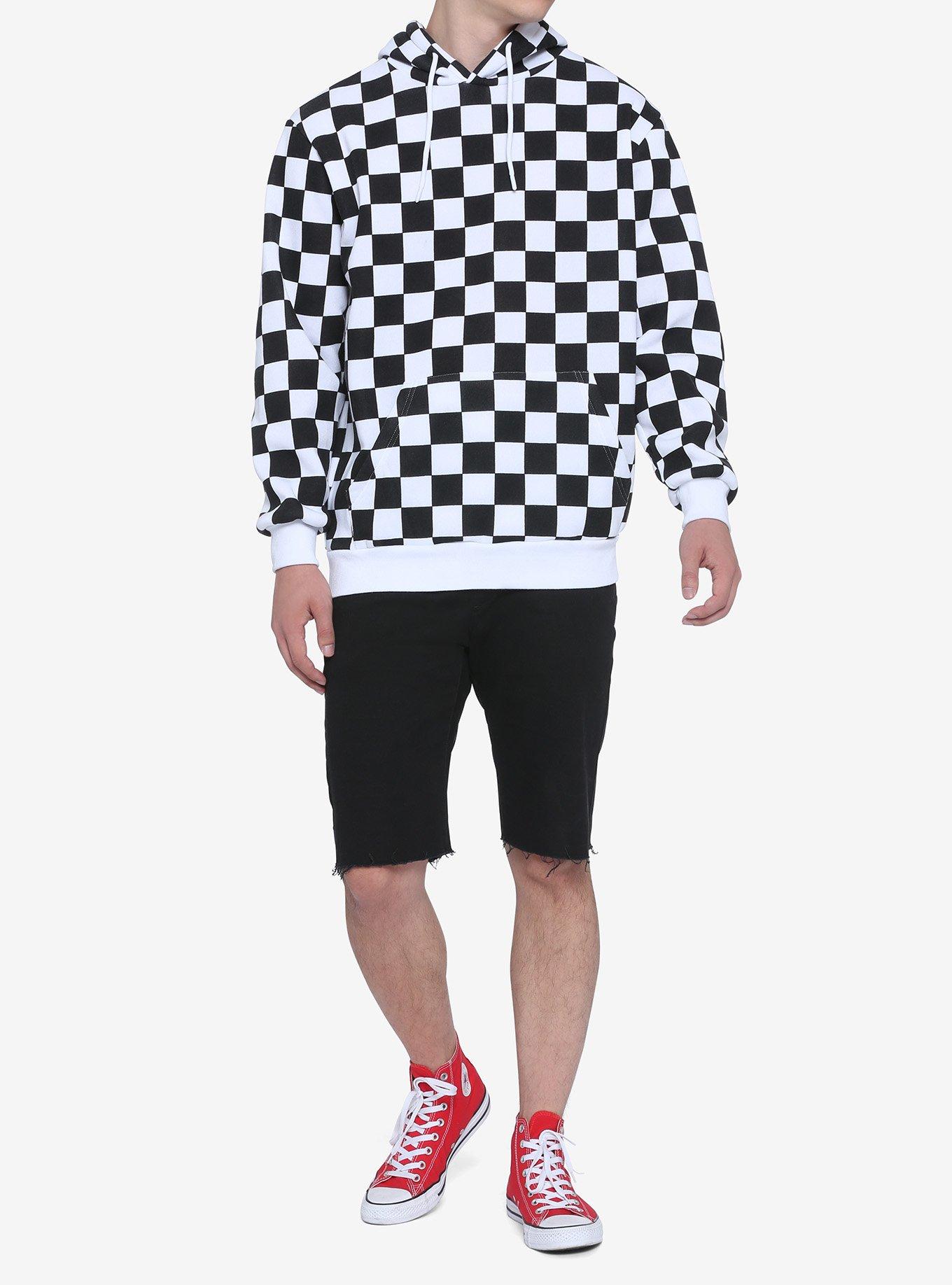 Black & White Checkered Hoodie, , alternate