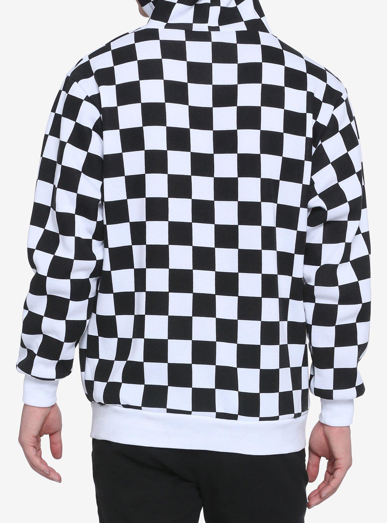 Black & White Checkered Hoodie, , alternate