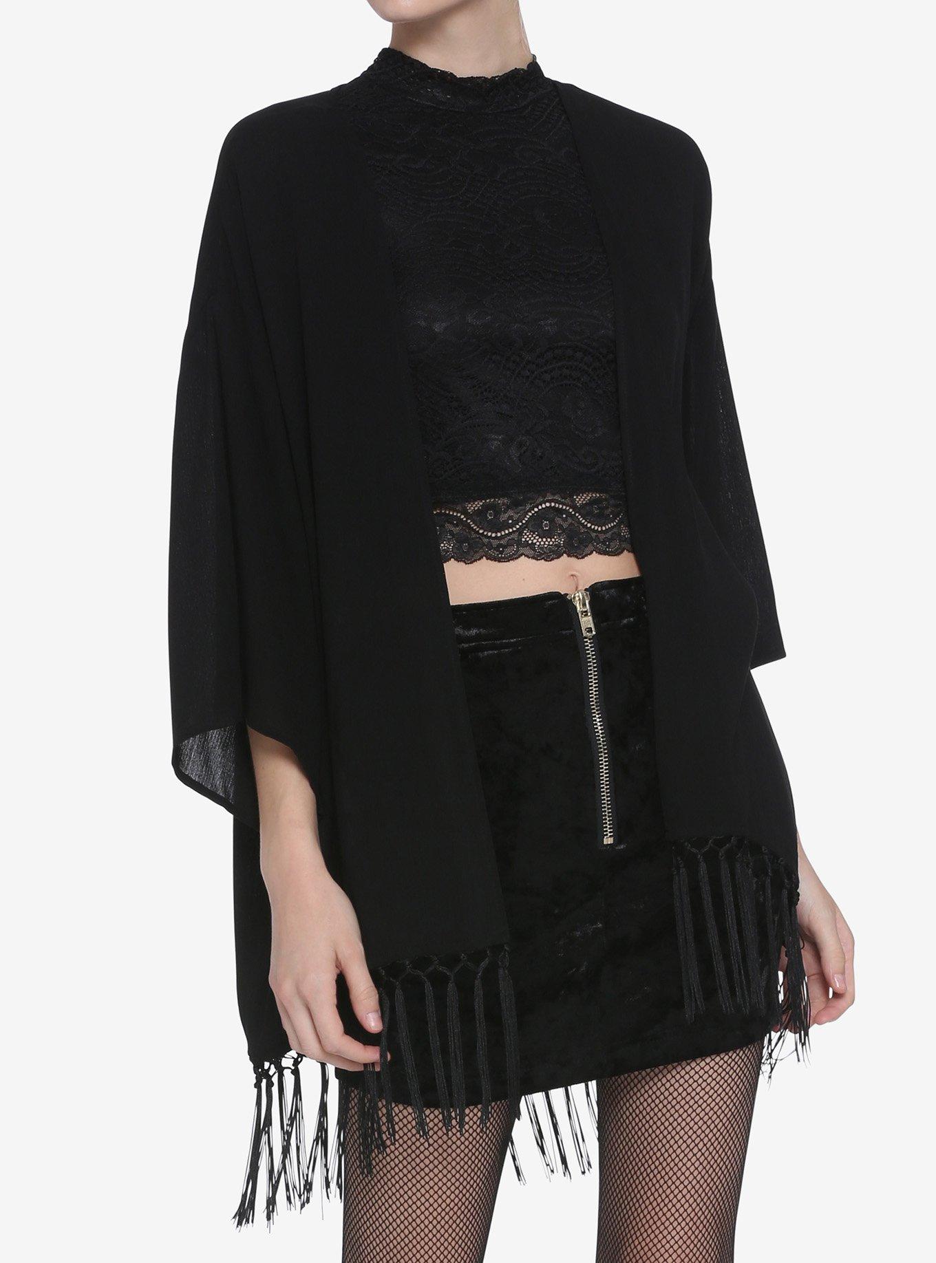 Dripping Moon Black Kimono, BLACK, alternate