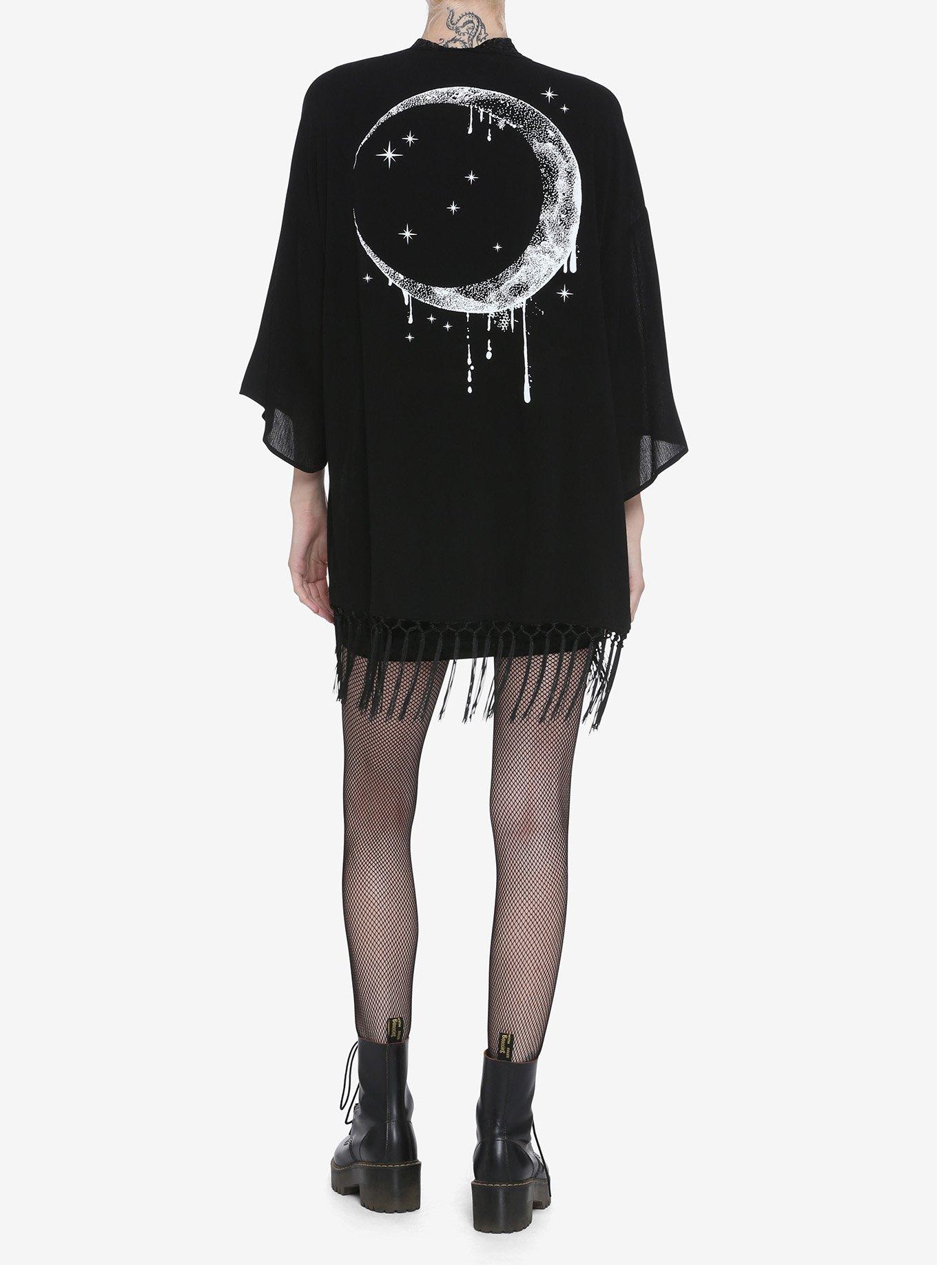 Dripping Moon Black Kimono, BLACK, alternate