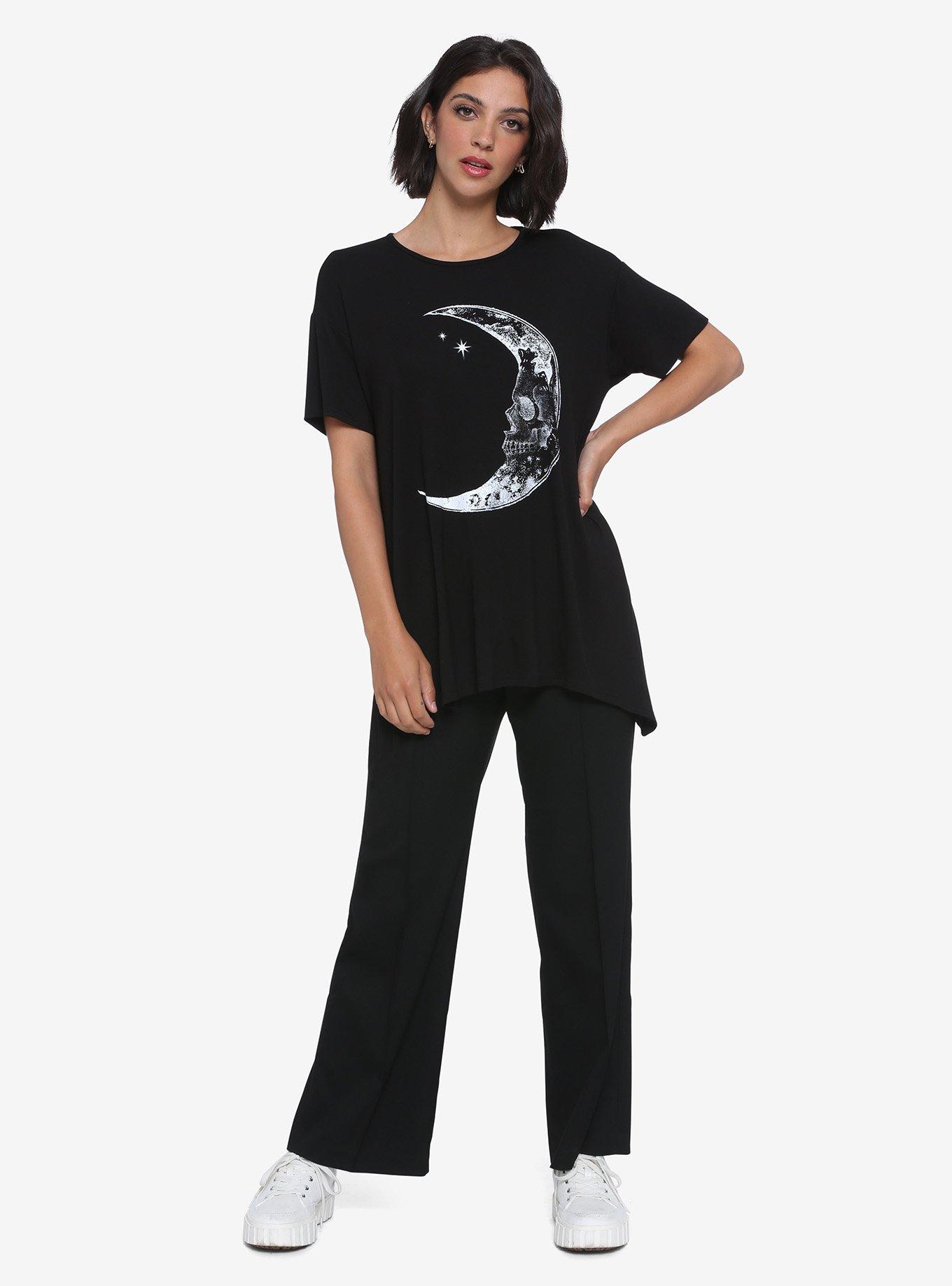 Skull Moon Shark Bite Girls T-Shirt, BLACK, alternate