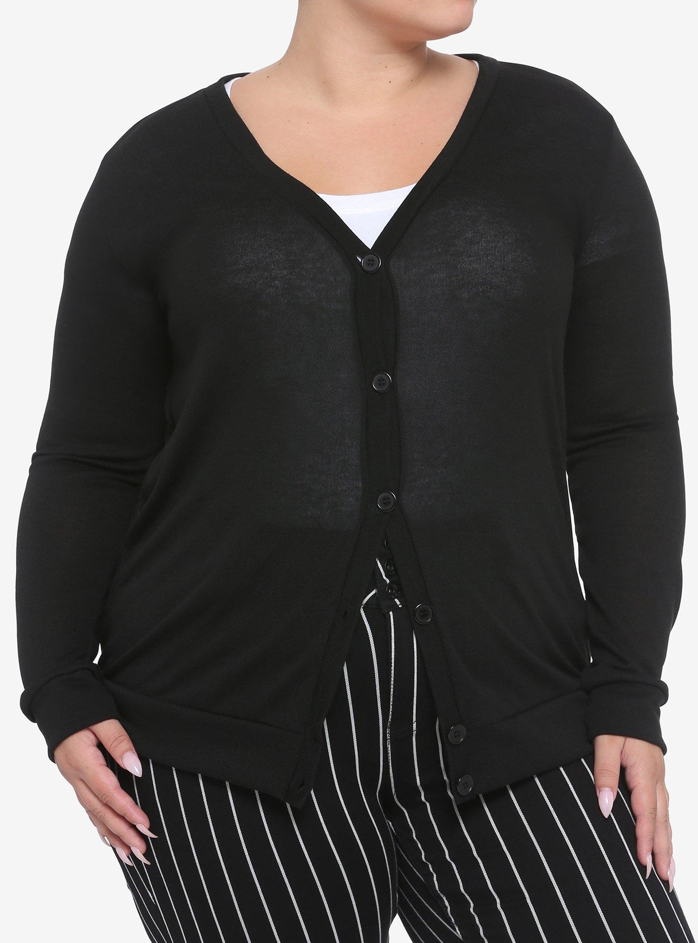 Planchette Back Girls Cardigan Plus Size, BLACK, alternate