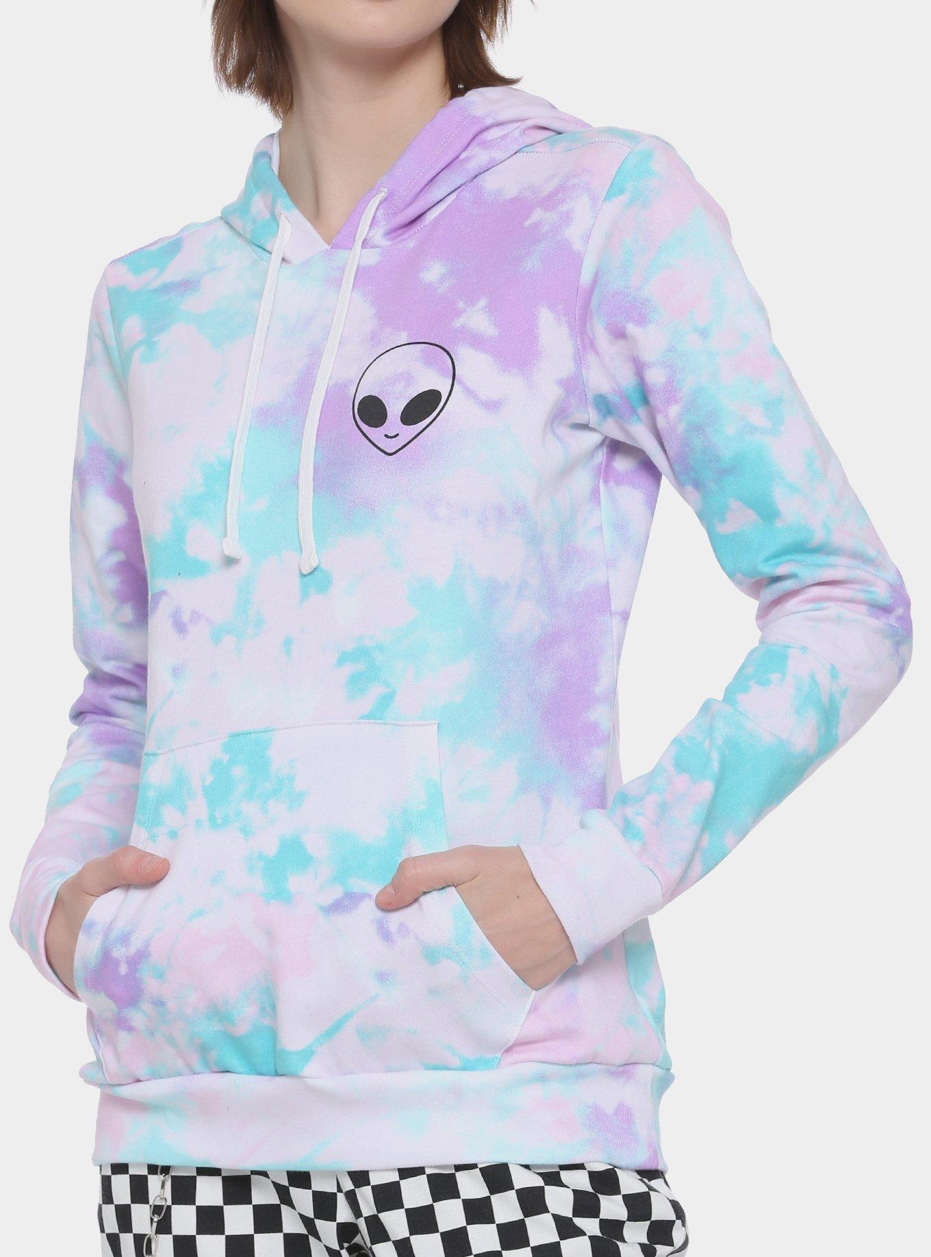 Alien People Are Strange Tie-Dye Girls Hoodie, PURPLE, alternate