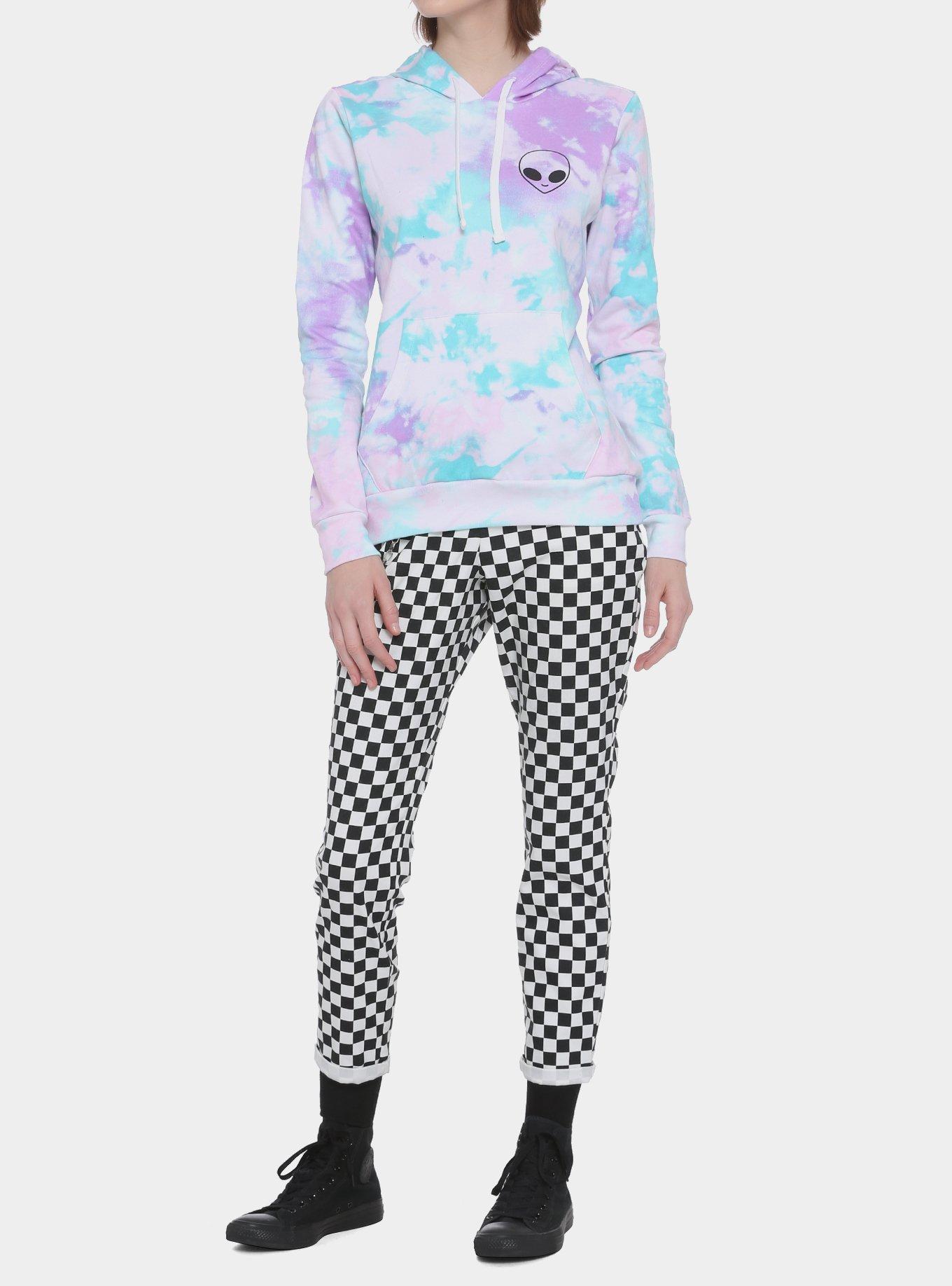 Alien People Are Strange Tie-Dye Girls Hoodie, PURPLE, alternate