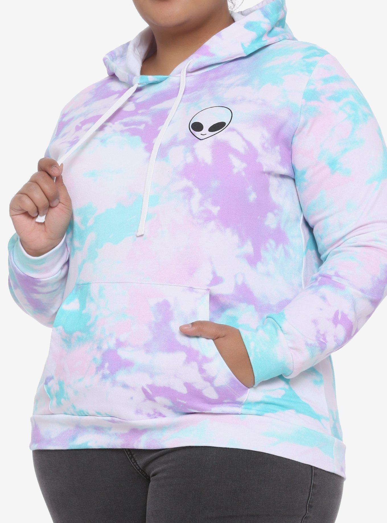 Alien People Are Strange Tie-Dye Girls Hoodie Plus Size, PURPLE, alternate - view 2