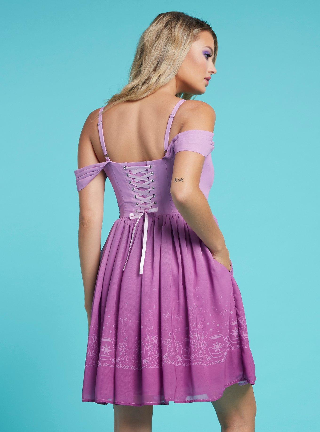 Her Universe Disney Tangled Rapunzel Princess Cold Shoulder Dress, PURPLE, alternate