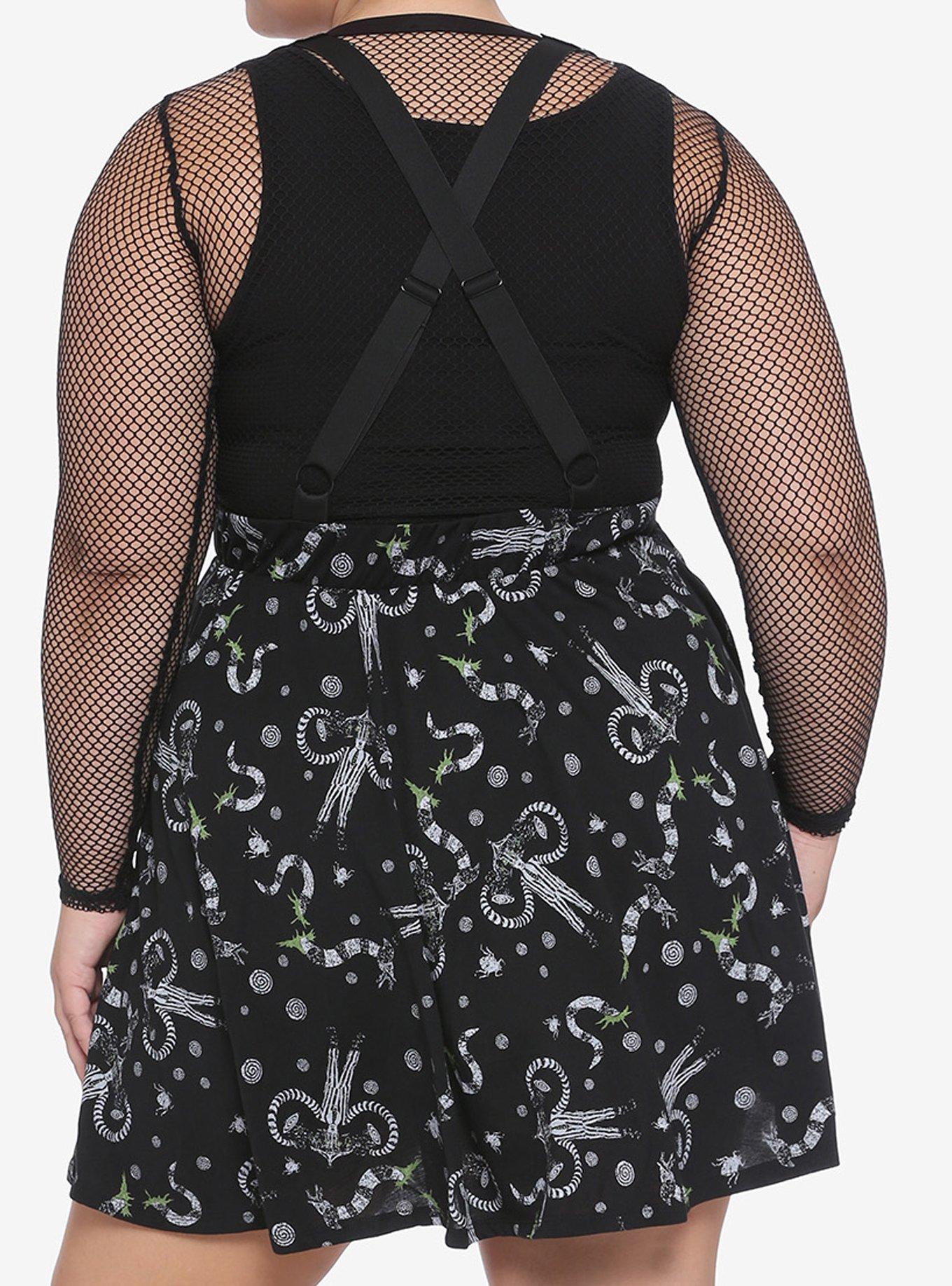 Beetlejuice Sandworm Suspender Skirt Plus Size, BLACK, alternate