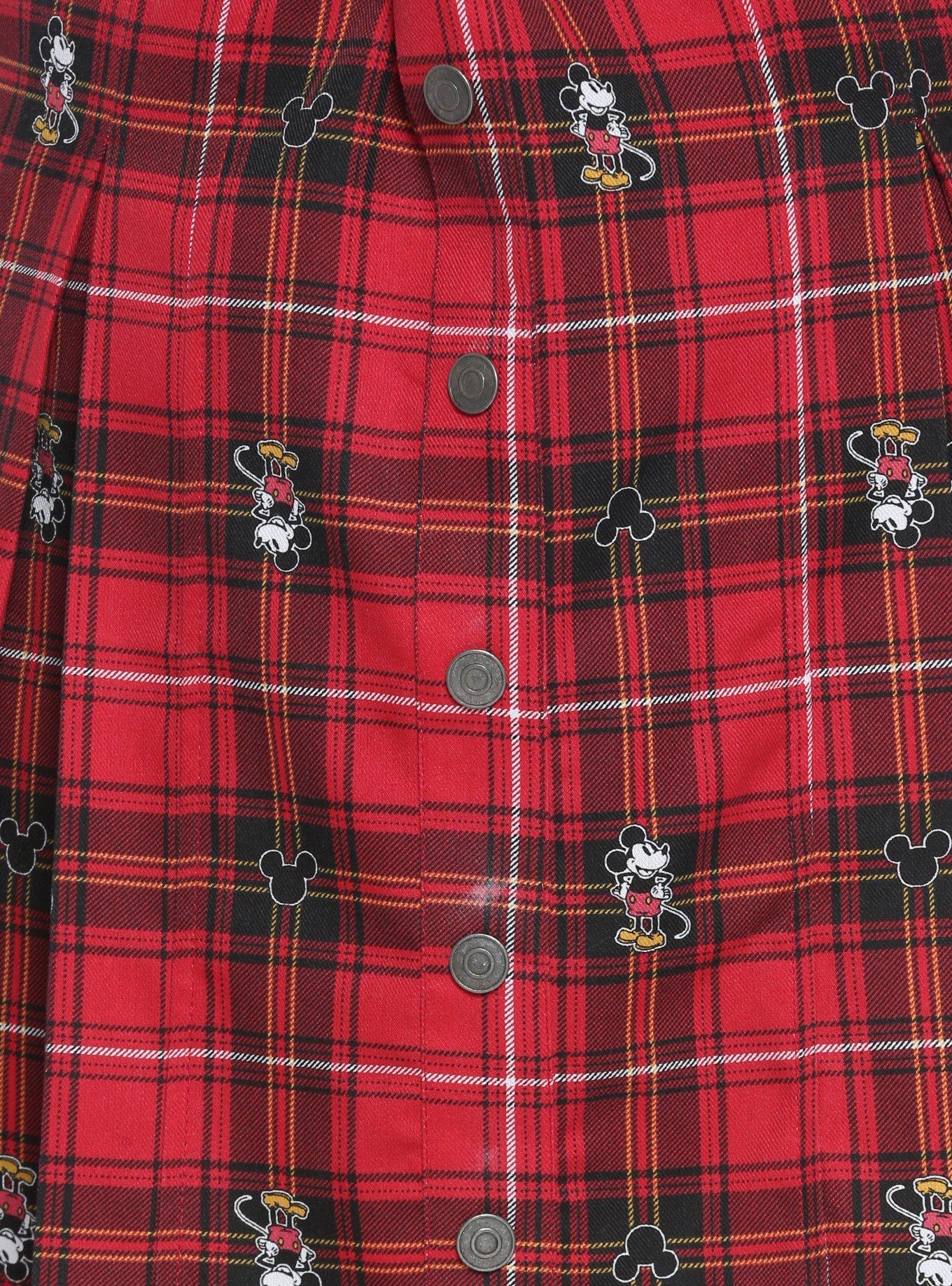 Disney Mickey Mouse Plaid Pleated Skirt Plus Size, RED, alternate